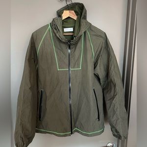 John Elliot High Shrunk Nylon Fullzip / Olive X Neon Green Windbreaker